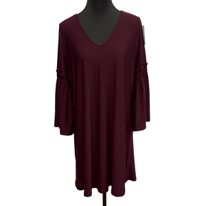 Chelsea & Theodore 0X Burgundy Swing Dress Bell Sleeve NWT